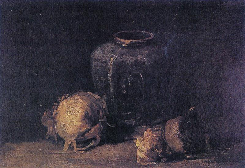 和洋葱的静物_still life with ginger jar and onions-文森特·梵高