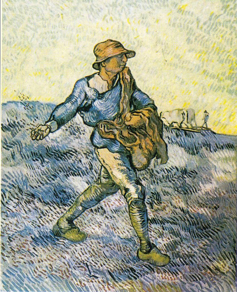 风景人物油画_播种者(米勒后)_the sower (after lerat millet)