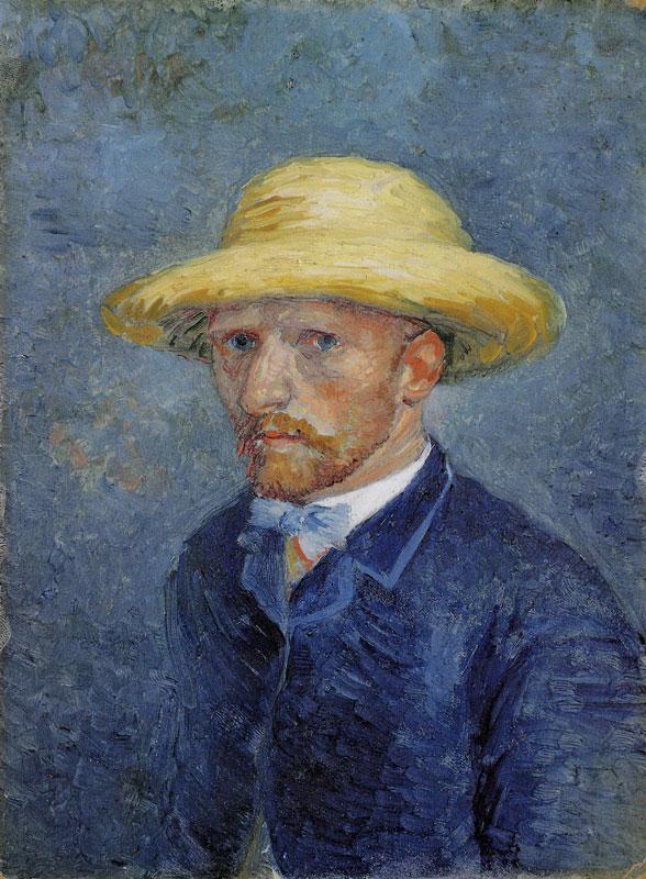 戴草帽的自画像_self-portrait with straw hat-文森特·梵高