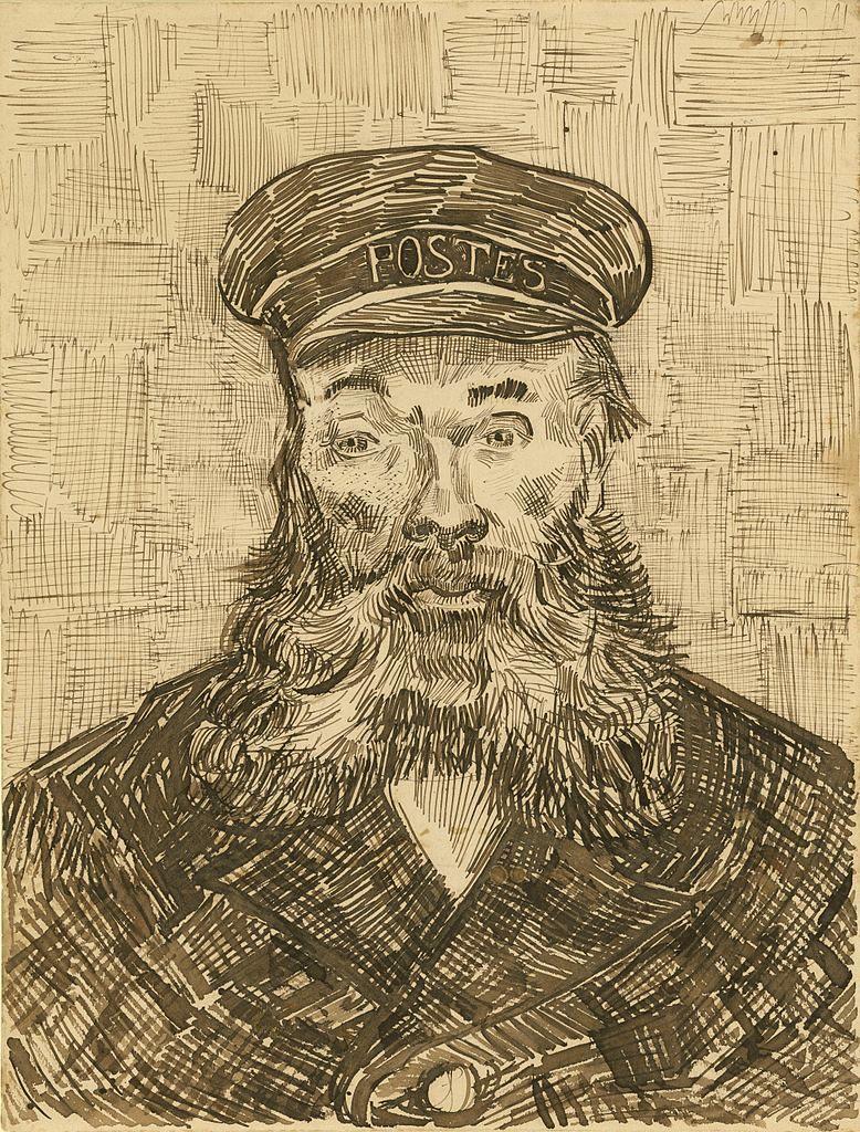 速写_约瑟夫·罗林的画像_portrait of joseph roulin-文森特·梵高