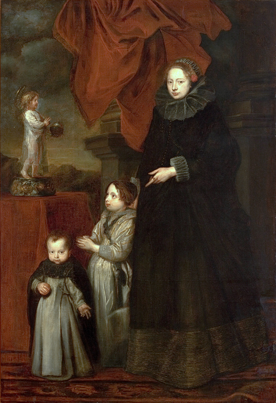 罗梅里尼侯爵夫人的画像,与她的孩子在祈祷-安东尼·凡·戴克