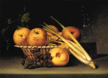 芹菜和苹果竹篮的静物画_still life with celery and