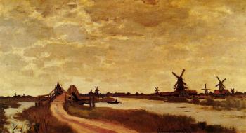 哈德斯布鲁克的风车，扎丹姆_Windmills at Haaldersbroek, Zaandam-克劳德·莫奈