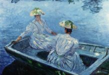蓝色的划桨船（坐在船上的两个女人）